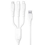 WK WDC-153 8 Pin + Type-C / USB-C + Micro USB 3 In 1 Fast Charging Data Cable, Length: 1.2m (White)