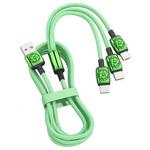 YT23085 Carved 3.5A 3 in 1 USB to Type-C / 8 Pin / Micro USB Fast Charging Cable, Cable Length: 1.2m(Green)