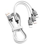 YT23085 Carved 3.5A 3 in 1 USB to Type-C / 8 Pin / Micro USB Fast Charging Cable, Cable Length: 1.2m(White)