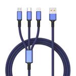 Braided 3A 3 in 1 USB to Type-C / 8 Pin / Micro USB Fast Charging Cable, Cable Length: 1.2m(Blue)