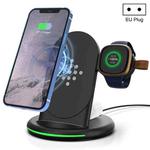 W-02C Magnetic Vertical 3 In 1 Wireless Charger,EU Plug (Black)