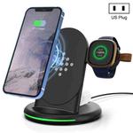 W-02C Magnetic Vertical 3 In 1 Wireless Charger,US Plug (Black)