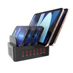 YFY-A52 100W 2.4A 7 x USB Ports Smart Charging Station with Phone & Tablet Stand