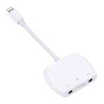 8 Pin Male to 8 Pin+ Dual 3.5mm Audio Female Headphone Adapter Adapter(White)