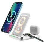 N68-3 3-in-1 Multifunctional Smartphone Earphone Wireless Charging Stand with Samsung Watch Charger (White)