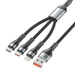 Great Wall A325J 100W Micro USB + Type-C + 8 Pin 3 in 1 Fast Charge Data Cable, Length:1.2m