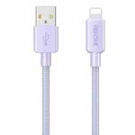 WEKOME WDC-03 Tidal Energy Series 2.4A USB to 8 Pin Braided Data Cable, Length: 1m (Purple)