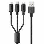 WEKOME WDC-04 Tidal Energy Series 3A USB to 8 Pin+Type-C+Micro USB 3 in 1 Braided Data Cable, Length: 1.2m (Black)