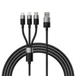 Baseus StarSpeed 3.5A USB to 8 Pin + Type-C + Micro USB 3 in 1 Fast Charging Data Cable, Length:1.2m (Black)