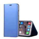 For iPhone X / XS Electroplating Mirror Horizontal Flip Leather Case with Holder (Blue)