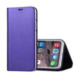 For iPhone X / XS Electroplating Mirror Horizontal Flip Leather Case with Holder (Purple)