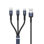 WK WDC-1191.2m 2.4A 3 in 1 USB to 8Pin + Micro USB + USB-C / Type-C Fython Luminous Charging Cable(Black)