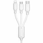 WK WDC-103 3A 3 In 1 8 Pin + Micro USB + Type-C / USB-C Fullspeed Pro Charging Data Cable, Length: 1.15m (White)