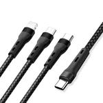 100W 6A Type-C to 8 Pin+Type-C+Micro USB Charging Data Cable, 1.3m(Black)