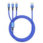 Orange Plug 3A 3 in 1 USB to Type-C / 8 Pin / Micro USB Fast Charging Cable, Cable Length: 1.2m(Blue)