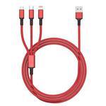 Orange Plug 3A 3 in 1 USB to Type-C / 8 Pin / Micro USB Fast Charging Cable, Cable Length: 1.2m(Red)