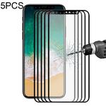For iPhone X 5pcs ENKAY Hat-Prince 0.26mm 9H Surface Hardness 2.5D Explosion-proof Full Screen Tempered Glass Screen Film (Black)
