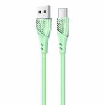 USAMS US-SJ494 U65 Type-C to USB Transparent Smooth Corrugated Silicone Data Cable, Cable Length: 1m(Green)