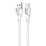 USAMS US-SJ494 U65 Type-C to USB Transparent Smooth Corrugated Silicone Data Cable, Cable Length: 1m(White)