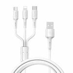Yesido CA41 3.5A USB to 8 Pin + Micro USB + USB-C / Type-C Charging Cable, Length: 1m(White)