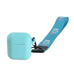 Portable Wireless Bluetooth Earphone Silicone Protective Box Anti-lost Dropproof Storage Bag with Wrist Band for Apple AirPods 1 / 2(Baby Blue)
