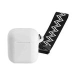 Portable Wireless Bluetooth Earphone Silicone Protective Box Anti-lost Dropproof Storage Bag with Wrist Band for Apple AirPods 1 / 2(White)