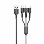 WK WDC-137 3 in 1 USB to Micro USB / 8 Pin + USB-C / Type-C 3A Fast Charing Cable(Black)