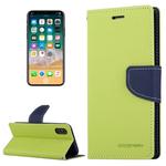 For iPhone X / XS GOOSPERY FANCY DIARY Cross Texture Horizontal Flip Leather Case with Card Slots & Wallet & Holder(Green)