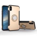 For iPhone X / XS Magnetic 360 Degree Rotation Ring Armor Protective Case(Gold)
