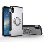 For iPhone X / XS Magnetic 360 Degree Rotation Ring Armor Protective Case(Silver)