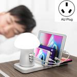 HQ-UD12 Universal 4 in 1 40W QC3.0 3 USB Ports + Wireless Charger Mobile Phone Charging Station with Mushroom Shape LED Light, Length: 1.2m, AU Plug(White)