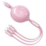 CAFELE Pure Motion Series 3 in 1 USB to 8 Pin + Micro USB + USB-C / Type-C Two-way Telescopic Fast Charging Data Cable, Cable Length: 1.2m (Pink)