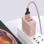 2A Mini Universal Liquid Color Dual USB Ports Charger, US Plug(Pink)