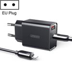 JOYROOM L-QP183 Simple Series 18W Dual Ports Intelligent Travel Charger with 8 Pin Cable, Support QC3.0, EU Plug