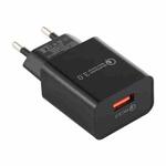 LZ-706 QC3.0 Single USB Port Travel Charger, EU Plug (Black)