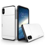 For iPhone X / XS TPU + PC Dropproof Protective Back Cover Case with Card Slot(White)
