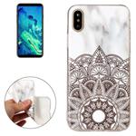 For iPhone X / XS Half Flower White Marble Pattern TPU Shockproof Protective Back Cover Case