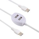 2.4A USB Male to USB-C / Type-C Male Interface Fast Charge Data Cable with 2 USB Female Interface, Length: 1.2m(White)