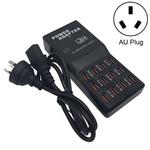 W-858 12A 12 Ports USB Fast Charging Dock Desktop Smart Charger AC100-240V, AU Plug (Black)