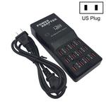 W-858 12A 12 Ports USB Fast Charging Dock Desktop Smart Charger AC100-240V, US Plug (Black)