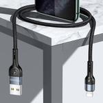 USAMS US-SJ448 U55 2A 8 Pin Aluminum Alloy Weave Charging Cable, Length:1m (Black)