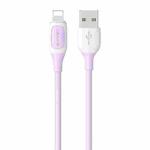 USAMS US-SJ595 Jelly Series USB to 8 Pin Two-Color Data Cable, Cable Length: 1m(Purple)