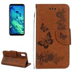 For iPhone X / XS Pressed Flowers Butterfly Pattern Horizontal Flip Leather Case with Holder & Card Slots & Wallet & Lanyard(Brown)