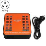 WLX-840 200W 40 Ports USB Digital Display Smart Charging Station AC100-240V, AU Plug (Black+Orange)