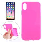 For   iPhone X / XS   Solid Color Smooth Surface Soft TPU Protective Back Cover Case (Magenta)