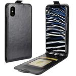 For iPhone X / XS Crazy Horse Texture Vertical Flip Leather Case with Card Slot & Photo Frame (Black)