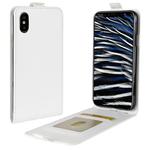 For   iPhone X / XS   Crazy Horse Texture Vertical Flip Leather Case with Card Slot & Photo Frame (White)