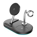 S20 4 in 1 15W Multifunctional Magnetic Wireless Charger with Night Light & Holder for Mobile Phones / AirPods(Black)