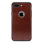 MOFI Shockproof PC+TPU+PU Leather Protective Back Case for iPhone 8 Plus(Dark Brown)