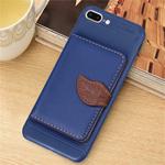 Leaf Style Magnetic Leather Case for iPhone 8 Plus & 7 Plus, with Holder & Card Slots & Wallet & Photo Frame (Dark Blue)